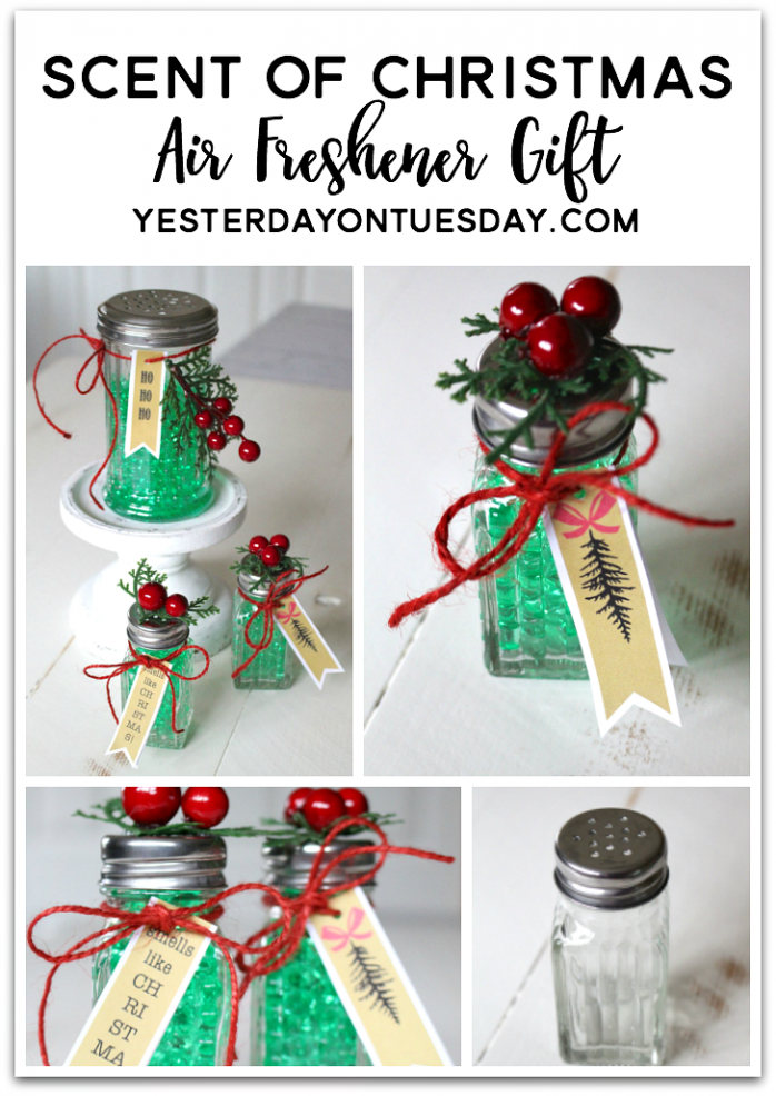 Scent of Christmas Air Freshener: Transform salt and pepper shakers into pretty air fresheners with stuff from the dollar store!