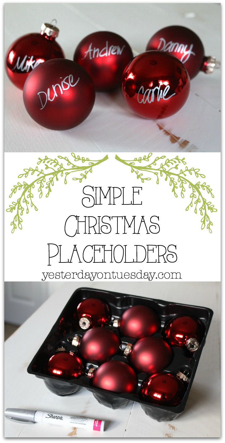 Simple Christmas Placeholders: The simple trick to transforming plain Christmas ornaments into festive personalized Christmas Placeholders! Fast and fun decor project.