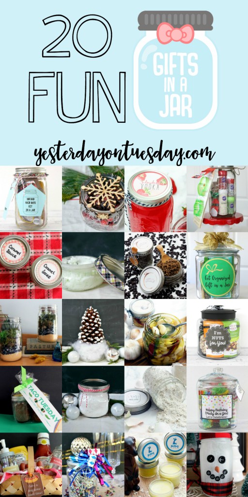 20 Fun Gifts in a Jar including a Happy Birthday Party in a Jar, No Bad Hair Days Gift in a Jar and many more!