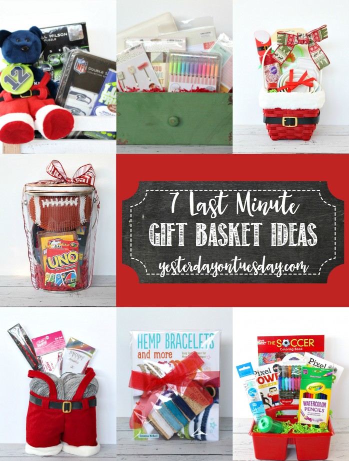 7 Last Minute Gift Basket Ideas for the Knitter, Organizer/Planner, Sports Fan, Baker, Family, Jewelry Maker and Artist. Creative packaging ideas too!