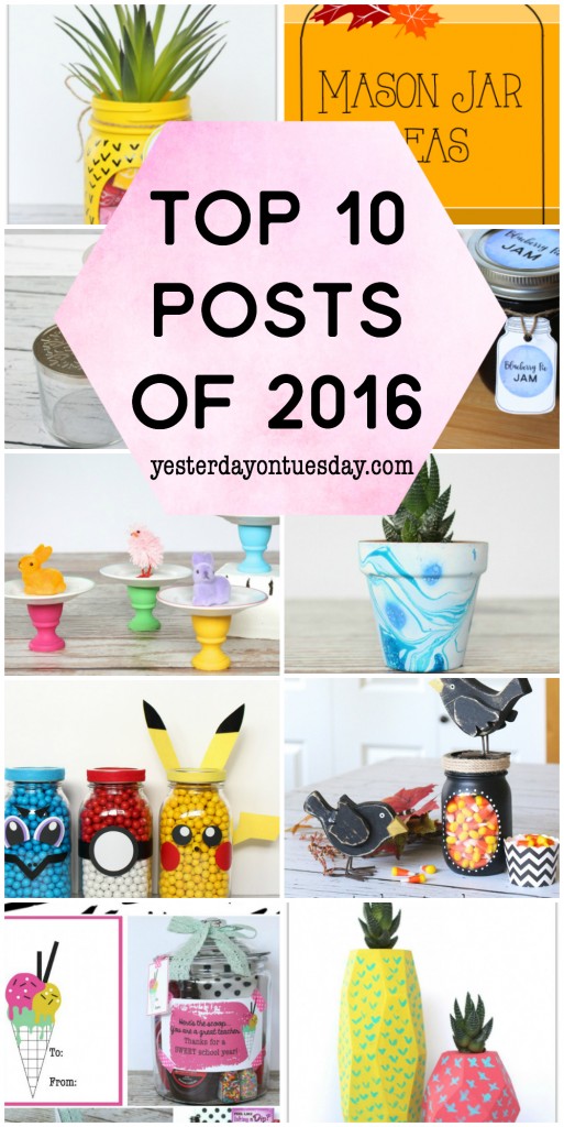 Top 10 Posts of 2016 from Yesterday on Tuesday: My favorite projects including a mason jar pineapple, Blueberry Pie Jam, Pokemon Mason Jars and more!
