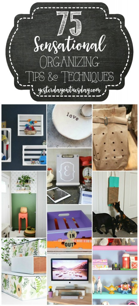 75 Sensational Organizing Tips and Techniques for your home and life including the kitchen, laundry room, bathroom and family room. Plus cool ideas for kids and pets! Also personal organizing ideas to make life easier.