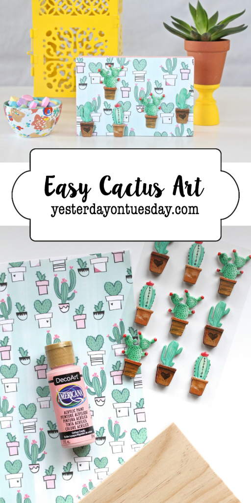 DIY Easy Cactus Art: Whip up darling cactus art for your home or for gift giving with just four simple supplies!