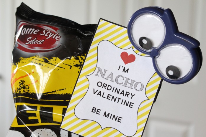 Nacho Valentine and Gift Funny Nacho Ordinary Valentine, a free printable fun with a few items from the dollar store that can be used to make nachos! Budget friendly Valentine's Day gift idea.