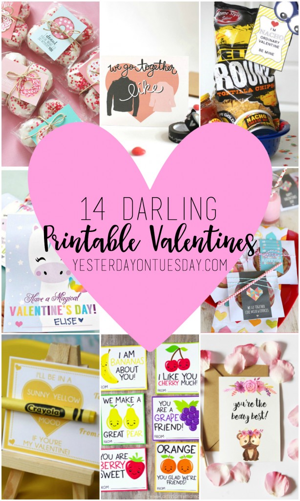 14 Darling Printable Valentines. Just print for friends and classroom parties.