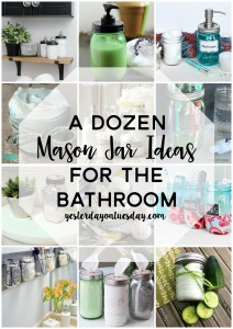 A Dozen Mason Jar Ideas for the Bathroom: Smart organizing ideas for the bathroom.