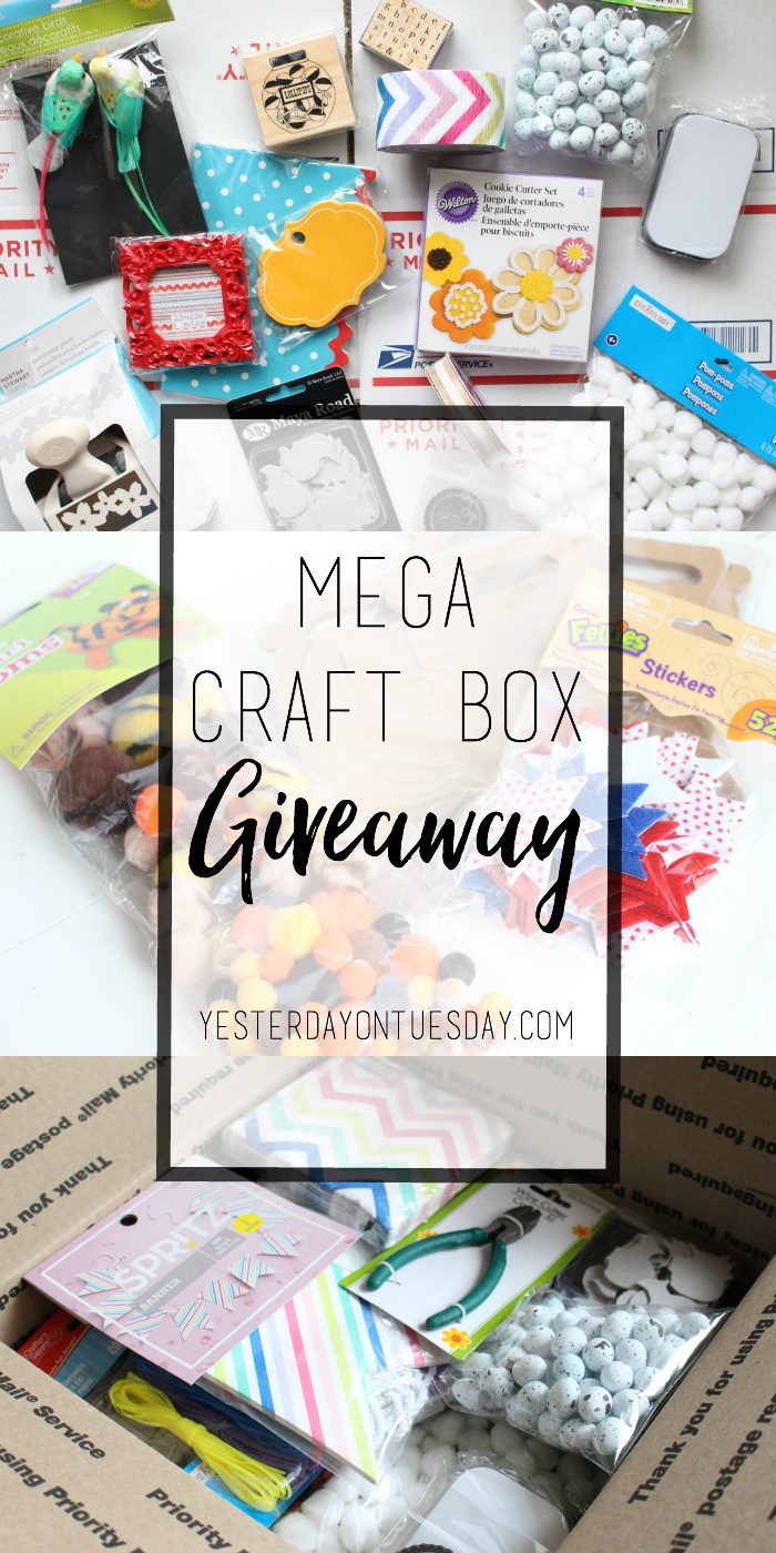 Mega Craft Box Giveaway: Enter to win a box full of new crafting and party supplies including a Martha Stewart paper punch, felt stickers, pom poms, faux eggs and much more!