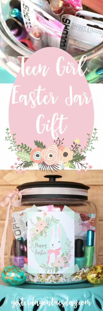 Teen Girl Easter Jar Gift: Pretty Easter present idea for teen girls including Easter printables.