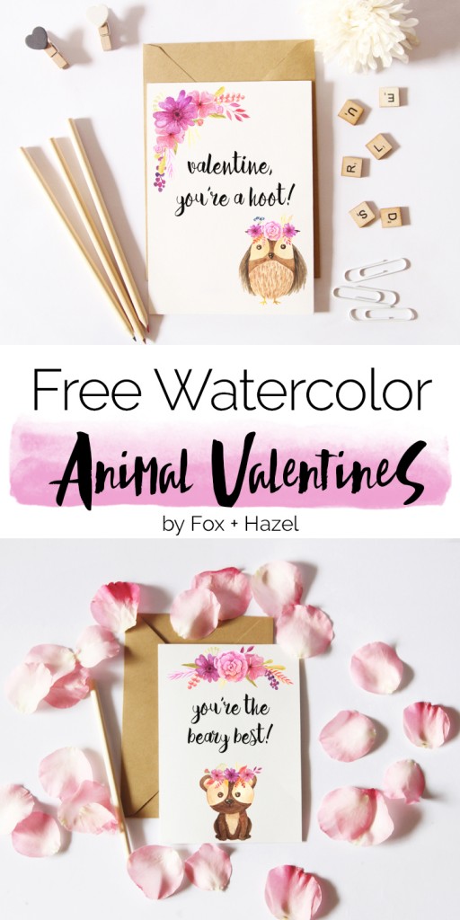 Watercolor Animal Valentines