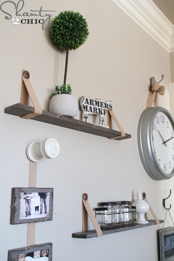 DIY Shelves with Leather Straps from Shanty 2 Chic