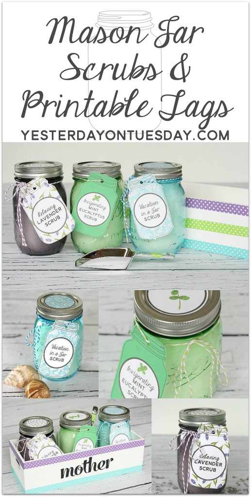 DIY Mason Jar Scrubs with Printable Tags, a wonderful gift for Mother's Day!