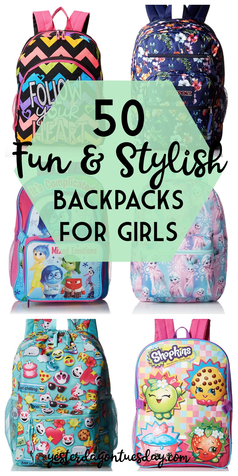 MGgear 19-Inch Girls School Book Backpack w/Hearts & Butterflies Print Pink