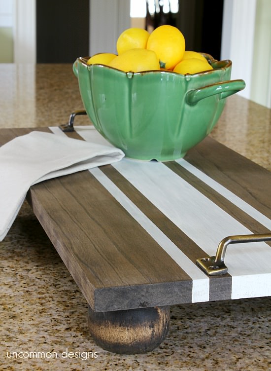 DIY Ticking Stripe Wooden Tray from Uncommon Designs