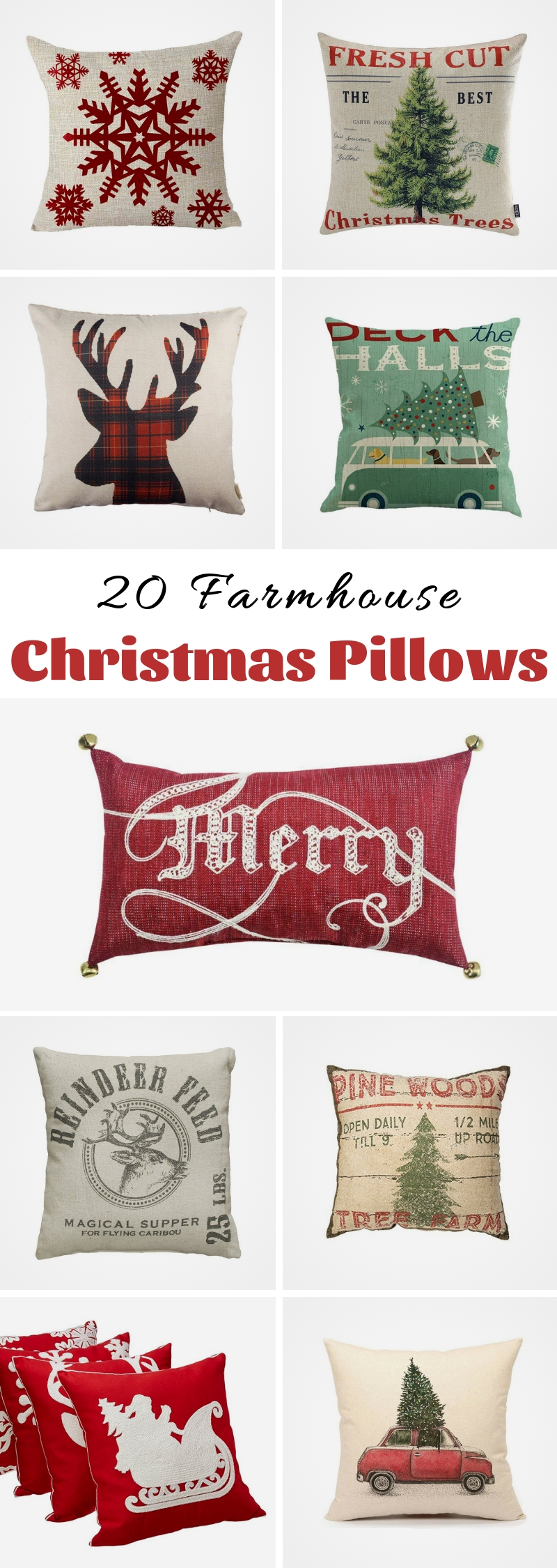 20 Farmhouse Christmas Pillows 