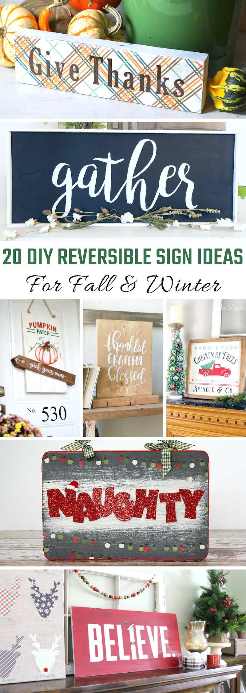 DIY Reversible Sign Ideas For Fall & Winter 